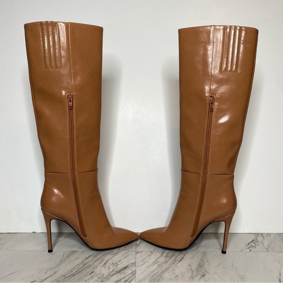 Jeffery Campbell Pointy Toe Tan Faux Leather Tall Boot 5 1/2 - Picture 5 of 15
